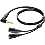 ProCab CLA720/1.5 6.3 mm Jack Angled male stereo to 2 x 6.3 mm Jack female stereo - 1.5m