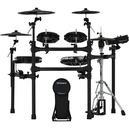 Roland TD-513 Space-saving V-Drums 5 Series kit for home practice, studio recording, and small-stage performances