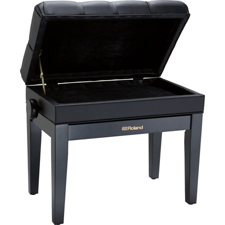 Roland RPB-500BK-EU Piano Bench, Satin Black, vinyl seat, music compartment (EU model)