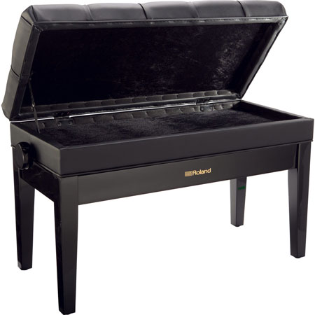 Roland RPB-D500PE-EU Piano Bench, Duet Size, Polished Ebony, vinyl seat, music compartment (EU model)