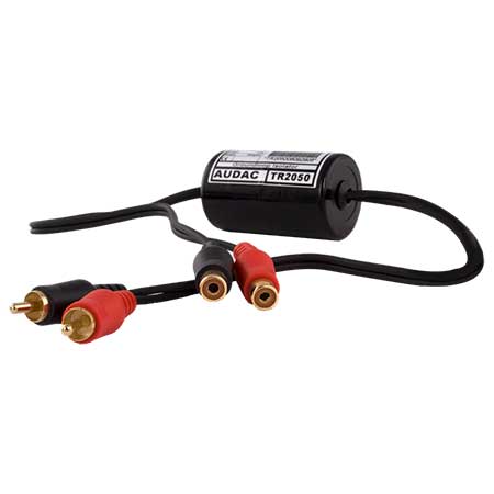 Audac TR2050 stereo ground loop isolator -2xrca male to 2xrca female