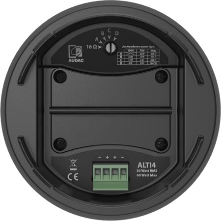 Audac ALTI4/B Pendant projector speaker 24W 100V and 16Ohm, Black