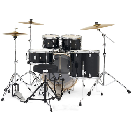 PDP PDMA2215KTBS Mainstage 5-Piece Complete Drum Kit, Black Sparkle Finish Ply