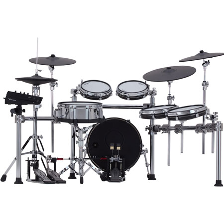 Roland TD-716 Flagship V-Drums set With V71 Sound Module, Chrome Rack-Syle Drum Stand