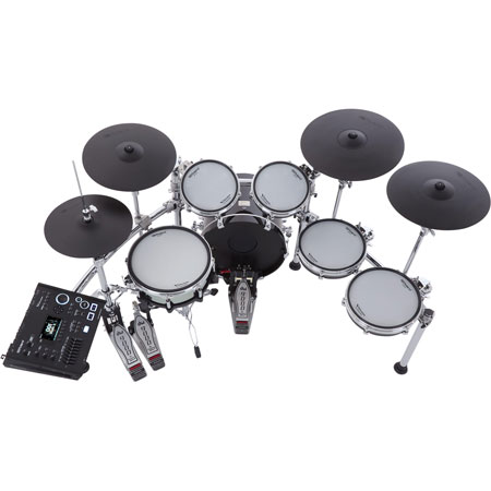 Roland TD-716 Flagship V-Drums set With V71 Sound Module, Chrome Rack-Syle Drum Stand