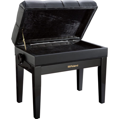 Roland RPB-500PE-EU Piano Bench, Polished Ebony, vinyl seat, music compartment (EU model)
