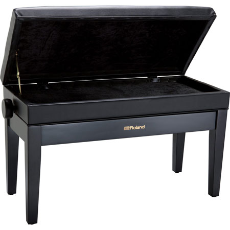 Roland RPB-D400BK-EU Piano Bench, Duet Size, Satin Black, vinyl seat (EU model)