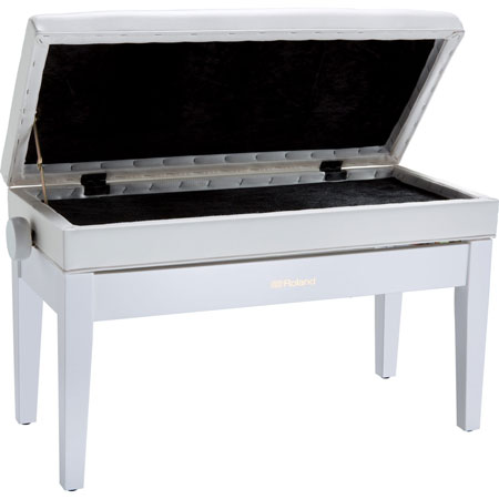 Roland RPB-D400WH-EU Piano Bench, Duet Size, Satin White, vinyl seat (EU model)