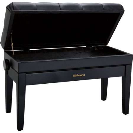 Roland RPB-D500BK-EU Piano Bench, Duet Size, Satin Black, vinyl seat, music compartment (EU model)