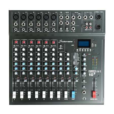 Studiomaster CLUBXS10+ 10-channel 6 x mic + 2 stereo line input mixer with USB/SD