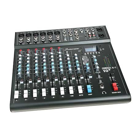 Studiomaster CLUBXS10+ 10-channel 6 x mic + 2 stereo line input mixer with USB/SD